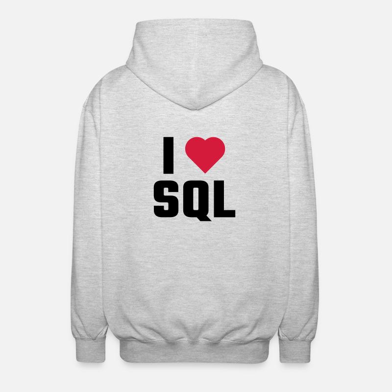 I Love SQL - Unisex Hooded Jacket - light heather grey