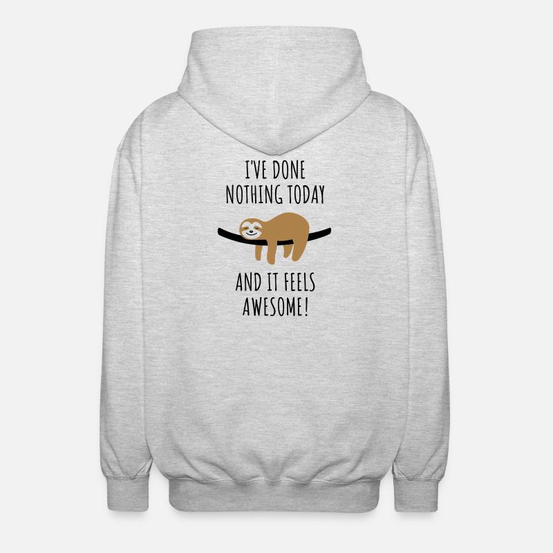 Faultier Spruch Nichts getan Geschenk - Unisex Kapuzenjacke - Hellgrau meliert