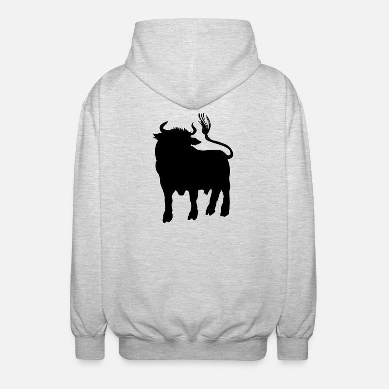 Stierschattenbild, Logofarm oder Metzger - Unisex Kapuzenjacke - Hellgrau meliert