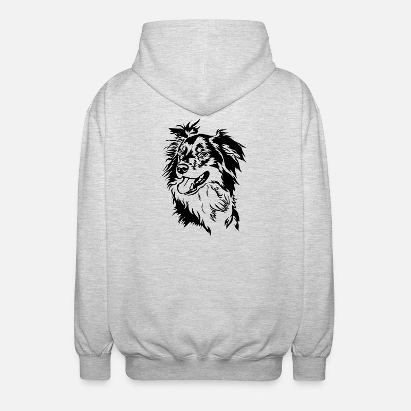 Border Collie Kopf - Unisex Kapuzenjacke - Hellgrau meliert