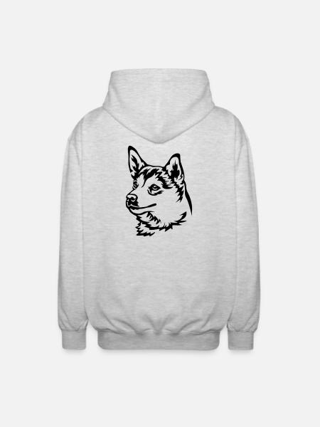 Norwegischer Lundehund Kopf - Unisex Kapuzenjacke - Hellgrau meliert