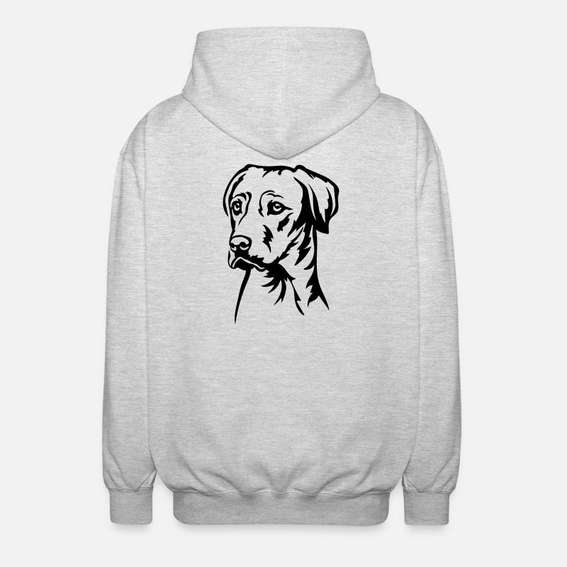 Rhodesian Ridgeback Head - Unisex Hooded Jacket - light heather grey