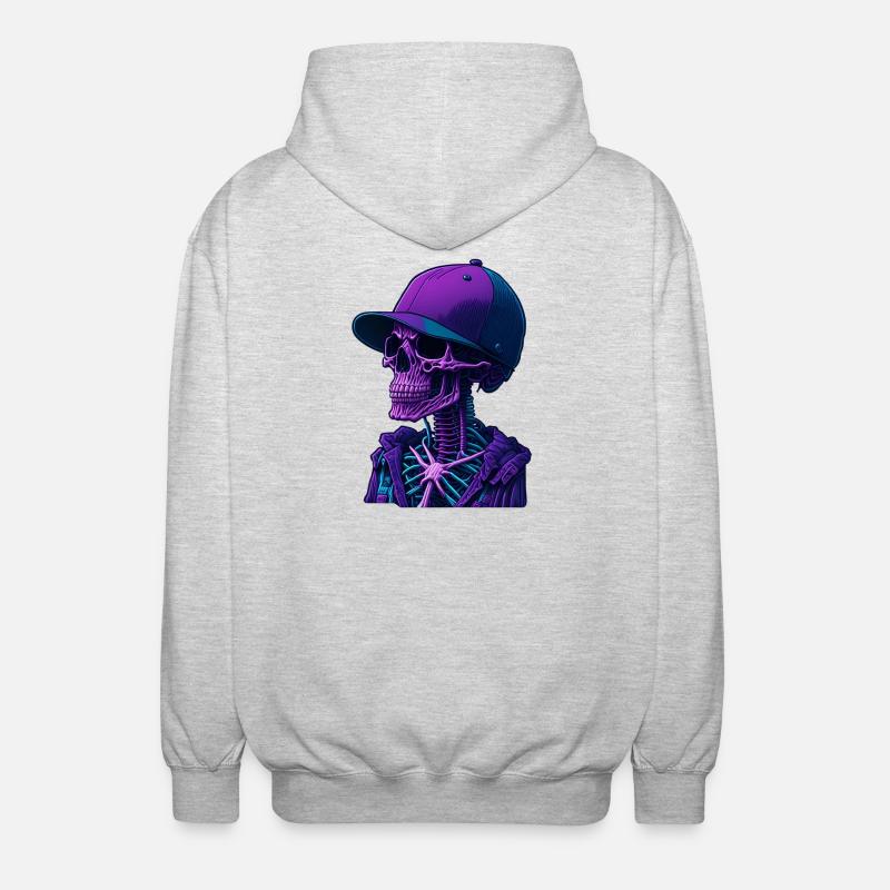 Skelett mit Kappe - Unisex Kapuzenjacke - Hellgrau meliert