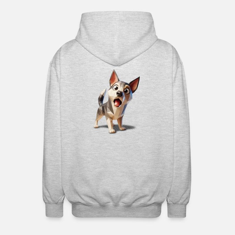 Cadeau de chien Chihuahua low poly pour propriétaire - Veste à capuche unisexe - gris clair chiné
