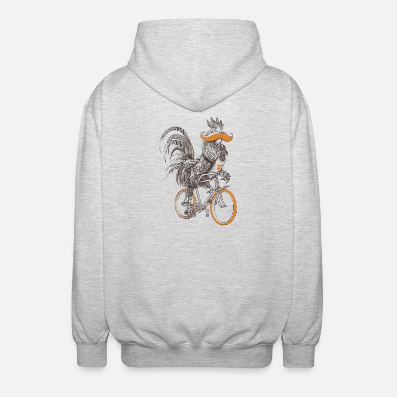 Rooster & Bicycles - Unisex Hooded Jacket - light heather grey