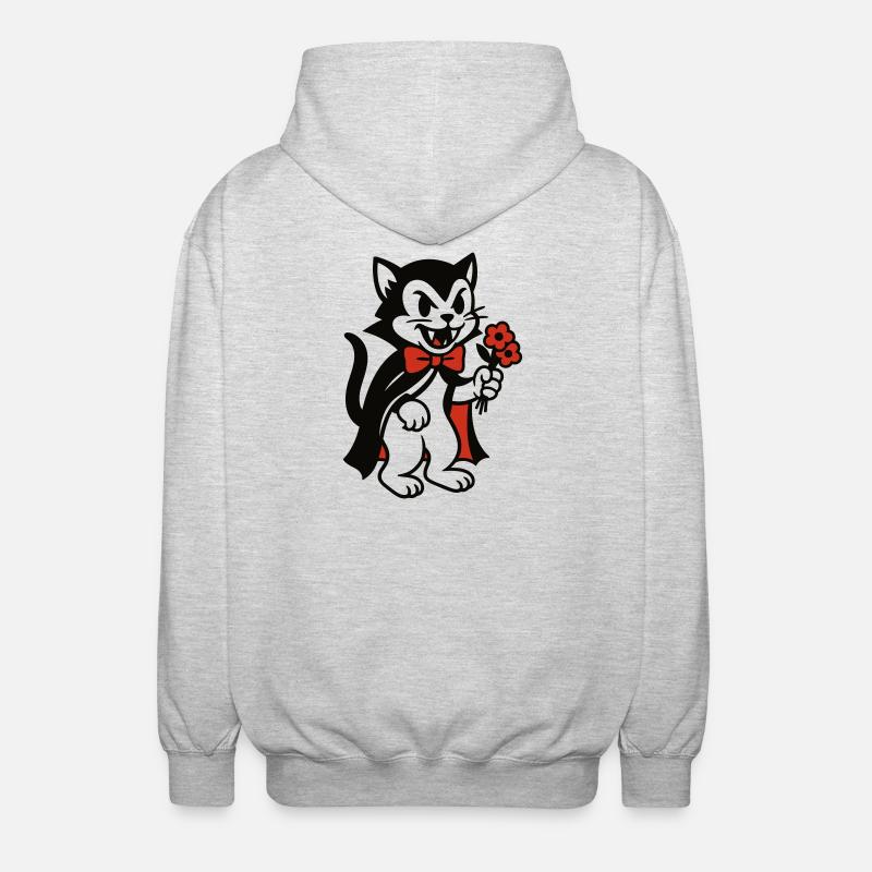 Chat Dracula avec bouquet de fleurs - Veste à capuche unisexe - gris clair chiné