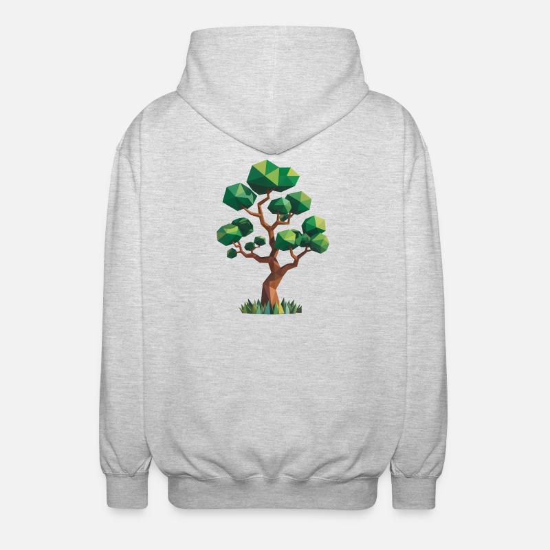 Arbre - Cool Low Poly Logo - Veste à capuche unisexe - gris clair chiné