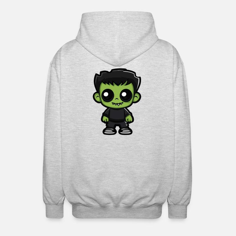 Zombie Halloween Bande dessinée mignonne - Veste à capuche unisexe - gris clair chiné