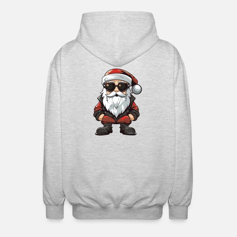Weihnachtsmann Comic Santa - Unisex Kapuzenjacke - Hellgrau meliert