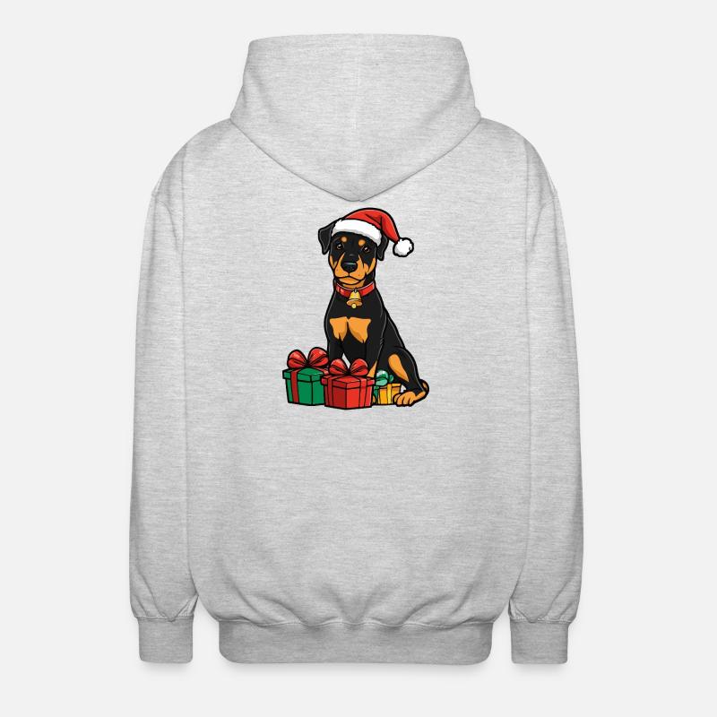 Cadeaux de Noël pour chiens doberman - Veste à capuche unisexe - gris clair chiné