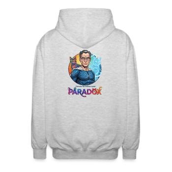 Cosmo-Schrödinger-Paradoxon - Unisex Kapuzenjacke - Hellgrau meliert - Hinten - AI Model Male 185 light (185cm)