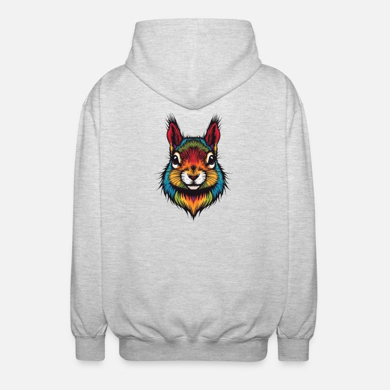 Buntes Eichhörnchen tierische Farbexplosion - Unisex Kapuzenjacke - Hellgrau meliert