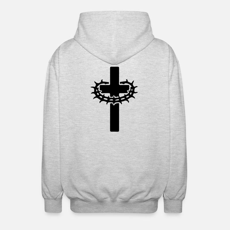 Couronne de croix d’épines Jésus - Veste à capuche unisexe - gris clair chiné