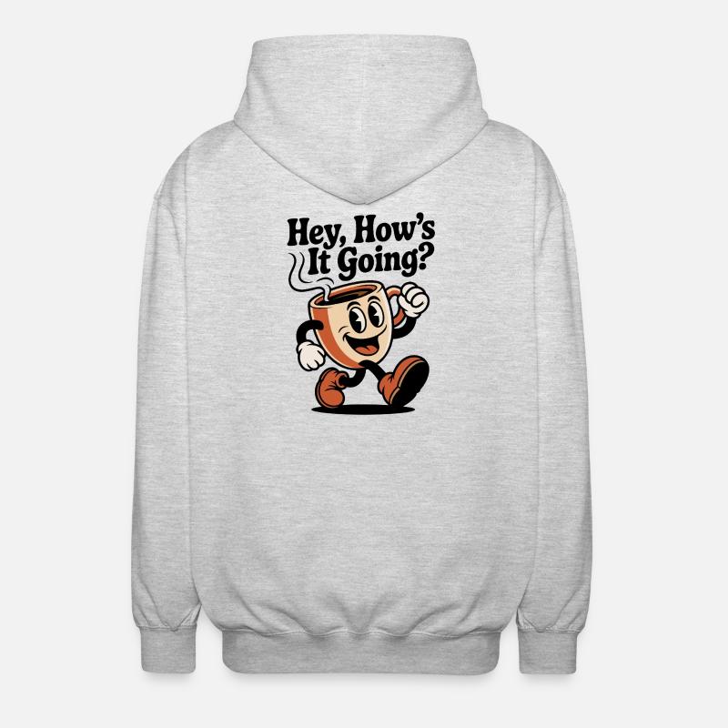 Laufender Kaffeebecher Mascot - Unisex Kapuzenjacke - Hellgrau meliert