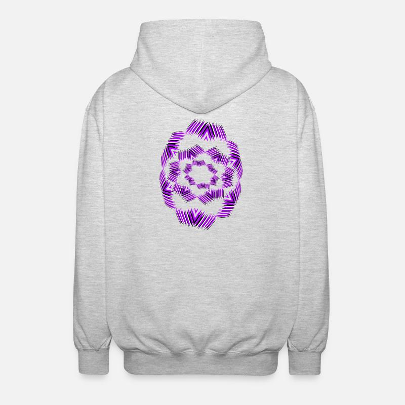 Purple Star Mandala Pattern - Unisex Hooded Jacket - light heather grey