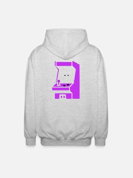Arcade Silhouette Slot Machine - Unisex Hooded Jacket - light heather grey