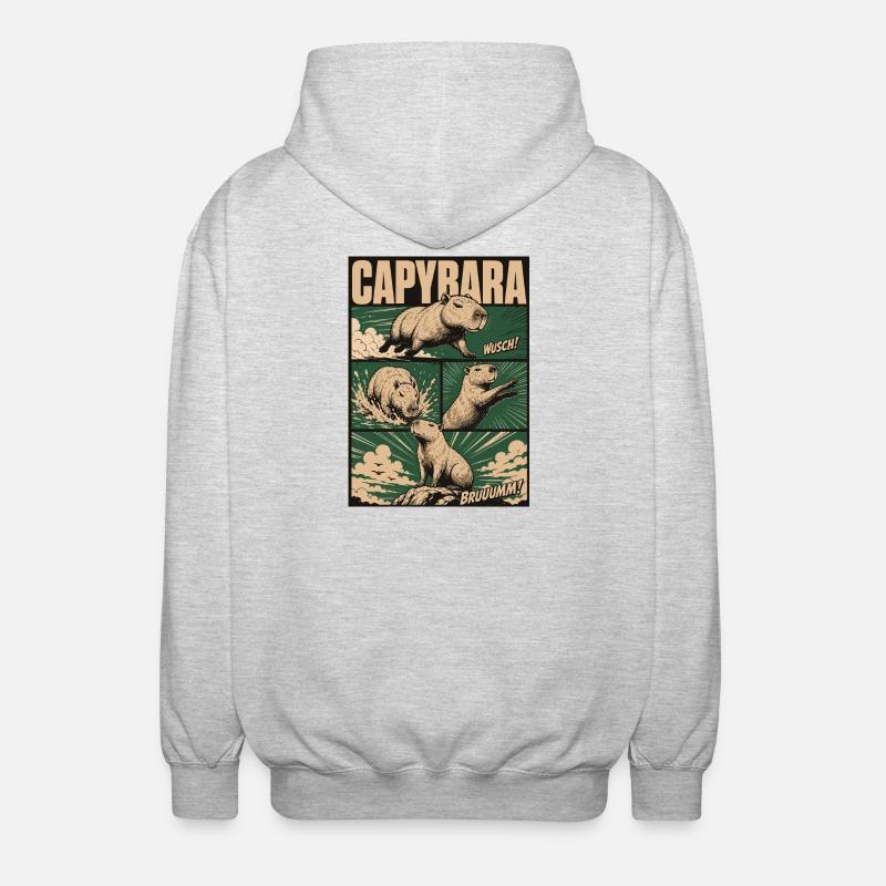 Chilliges Capybara Comic - Unisex Kapuzenjacke - Hellgrau meliert