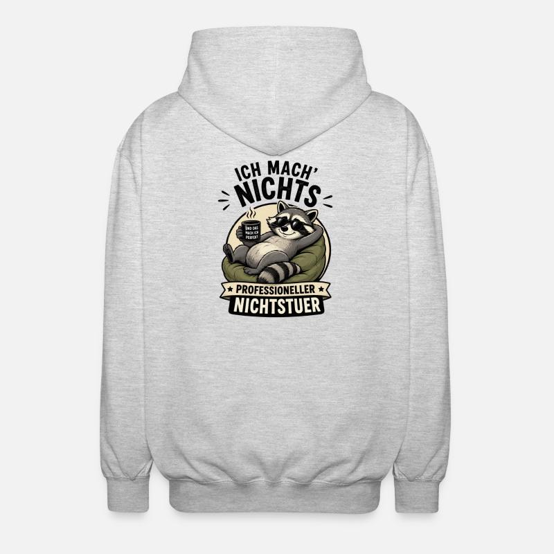 Relaxter Waschbär ProfiNichtstuer - Unisex Kapuzenjacke - Hellgrau meliert