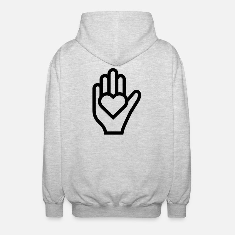 Hand Heart - Unisex Hooded Jacket - light heather grey