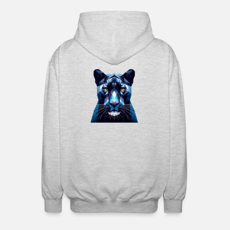 Ein blauer Panther im Polygon-Stil - Unisex Kapuzenjacke - Hellgrau meliert