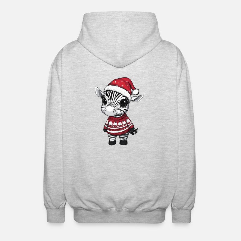 Zebra Weihnachten Comic - Unisex Kapuzenjacke - Hellgrau meliert