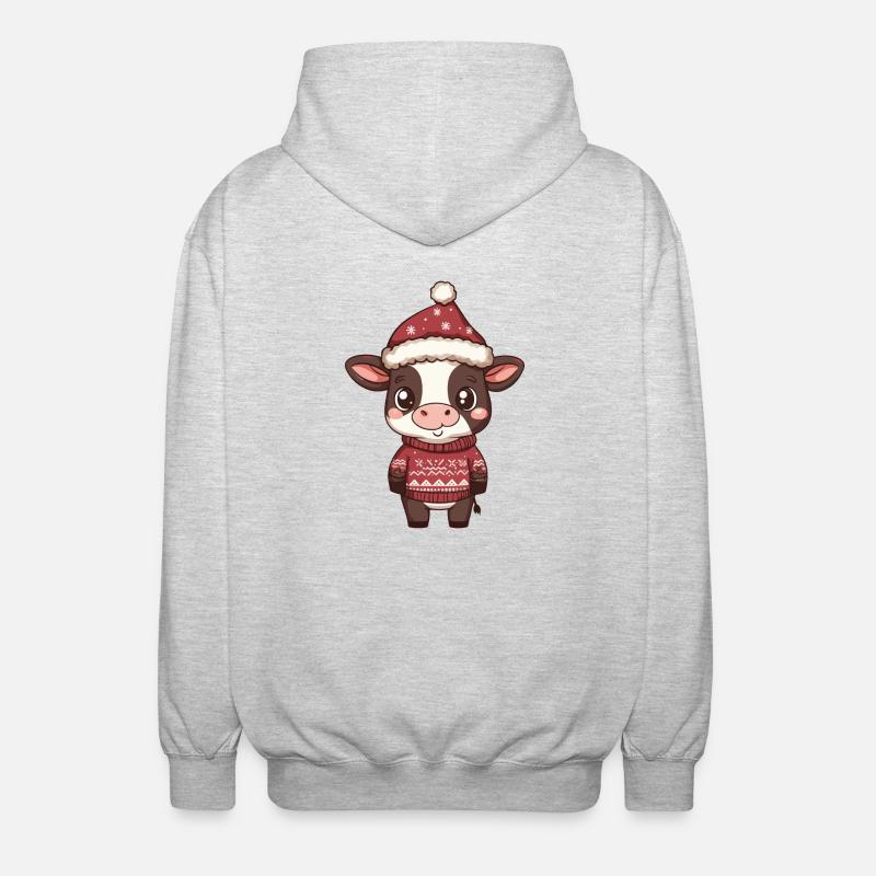 Vache Noël Bande Dessinée - Veste à capuche unisexe - gris clair chiné
