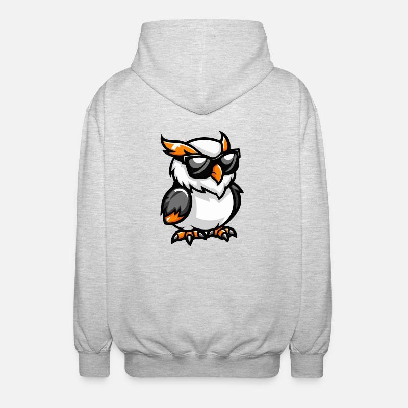 Eule Comic Cool - Unisex Kapuzenjacke - Hellgrau meliert