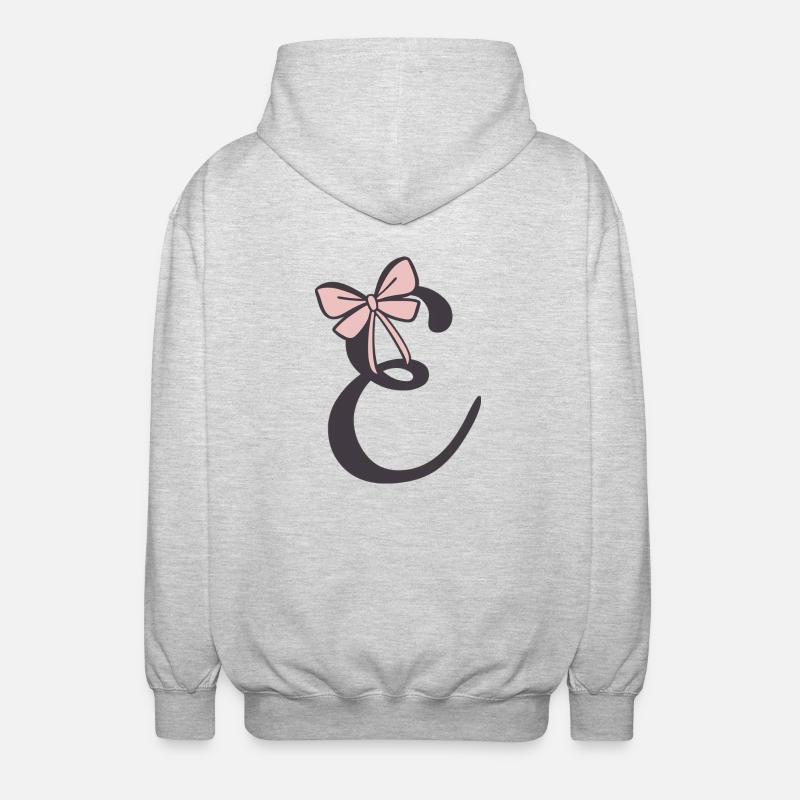 Anfangsbuchstabe E Schleifchen - Unisex Kapuzenjacke - Hellgrau meliert