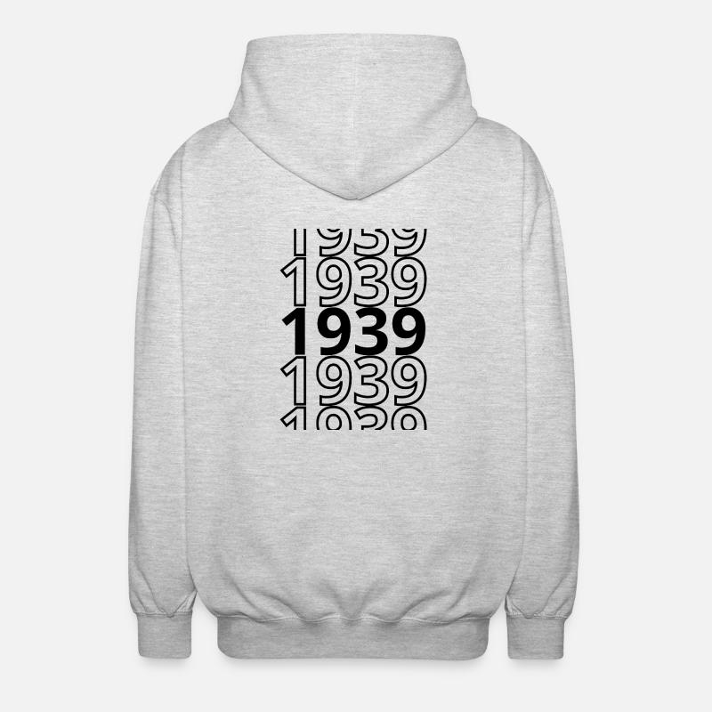 1939 1939 1939 - Veste à capuche unisexe - gris clair chiné