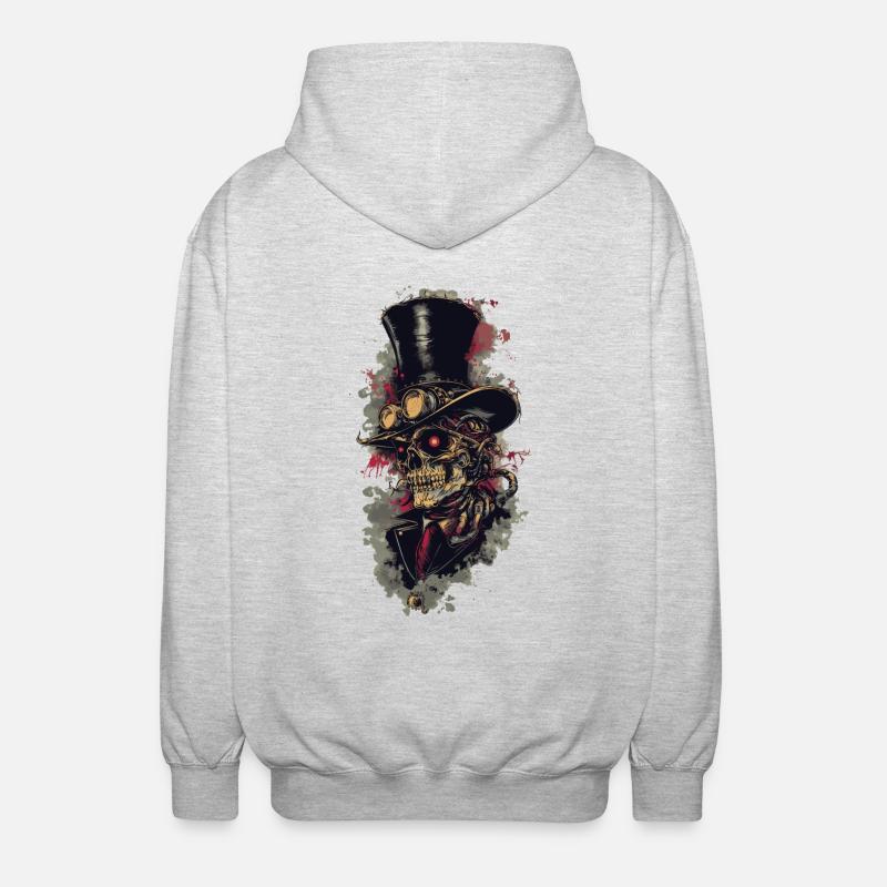 Crâne de zombie steampunk - Veste à capuche unisexe - gris clair chiné