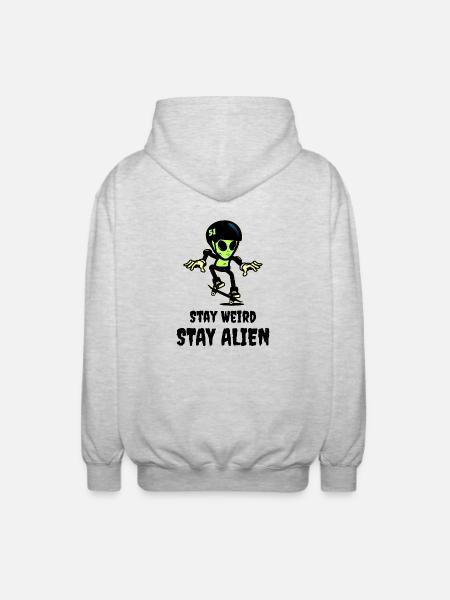 Stay Weird Stay Alien - Unisex Kapuzenjacke - Hellgrau meliert