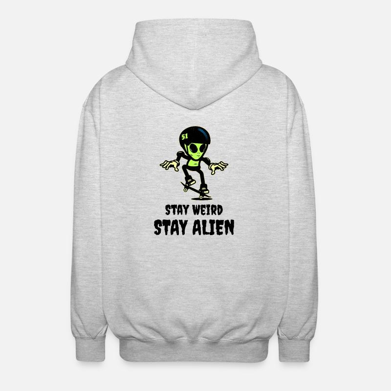 Restez bizarre Restez étranger - Veste à capuche unisexe - gris clair chiné
