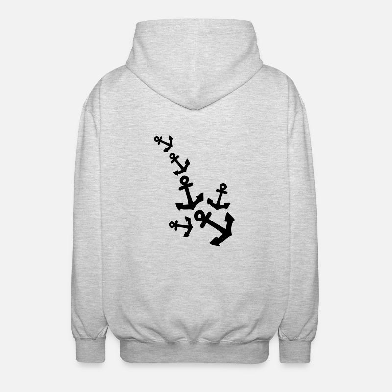 Anchor pattern line - Unisex Hooded Jacket - light heather grey