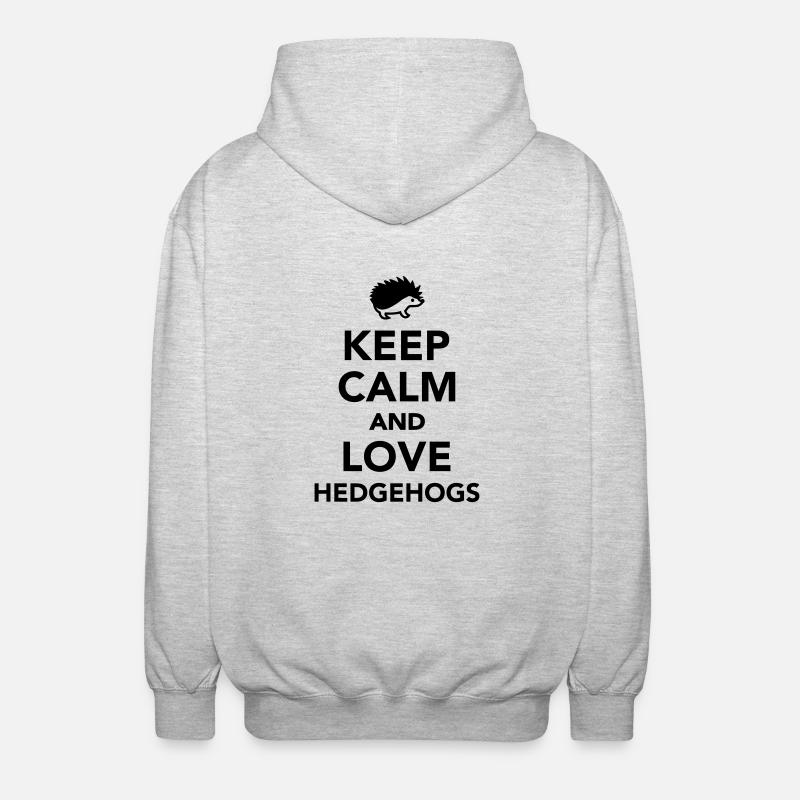 Keep calm and love hedgehogs - Unisex Hooded Jacket - light heather grey