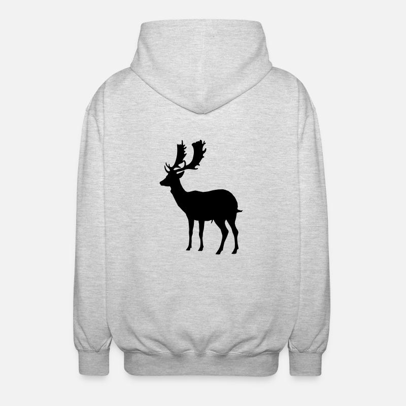 hirsch - geweih - jagd - jäger - Unisex Kapuzenjacke - Hellgrau meliert