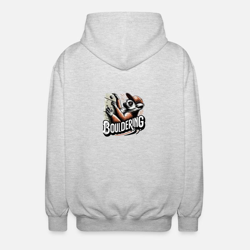 Bouldern Lemur Klettern Geschenk - Unisex Kapuzenjacke - Hellgrau meliert