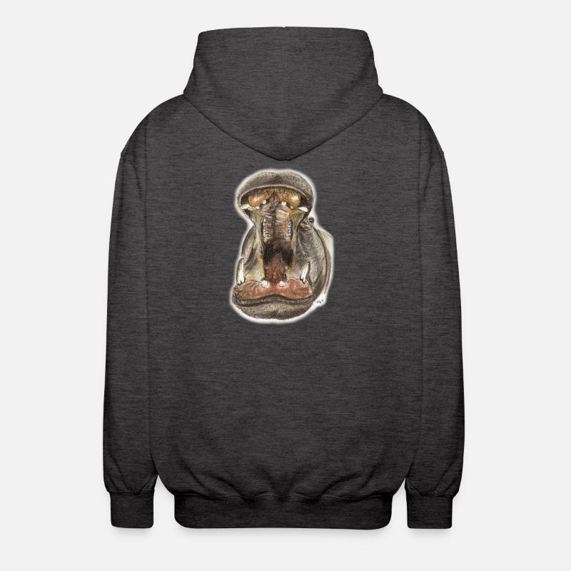 Illustration de la bouche d’hippopotame - Veste à capuche unisexe - charbon