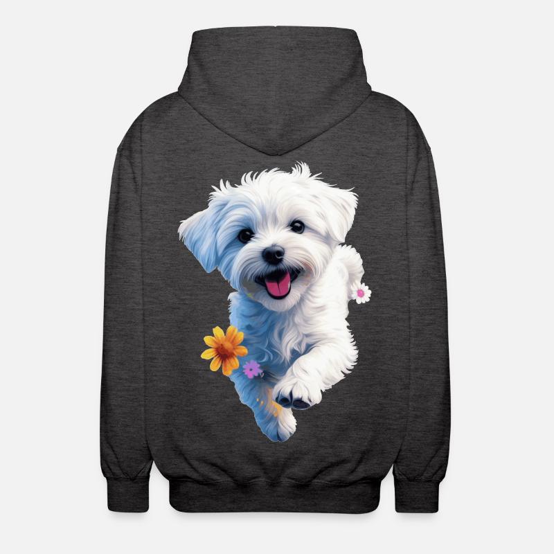 Maltesischer Welpe springt - 2 - 🐾 - Unisex Kapuzenjacke - Anthrazit