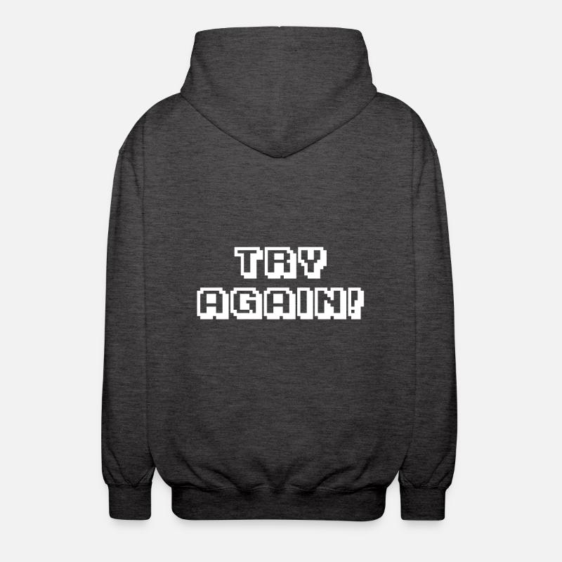 Arcade Try Again knows - Unisex Hooded Jacket - charcoal grey