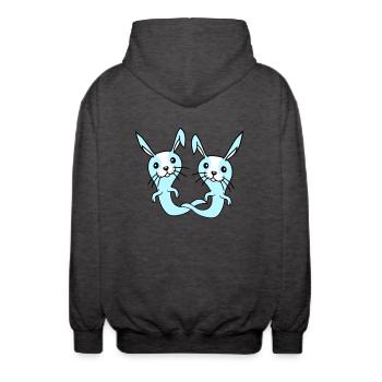 2 Hasen Geist Gespenst spuken Halloween gruselig - Unisex Kapuzenjacke - Anthrazit - Hinten - AI Model Male 185 light (185cm)