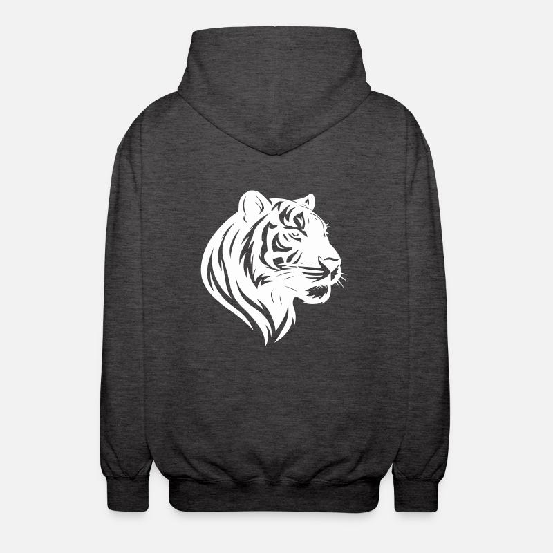 Tiger Head Tribal - Unisex Hooded Jacket - charcoal grey