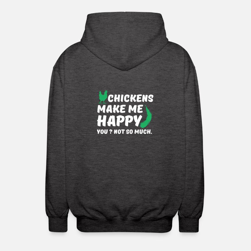 Chickens make me happy - Unisex Hooded Jacket - charcoal grey