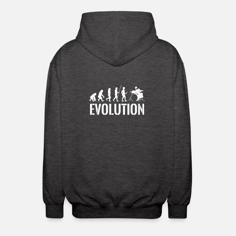 Drummer - Schlagzeug - Evolution - Schlagzeuger - Unisex Kapuzenjacke - Anthrazit