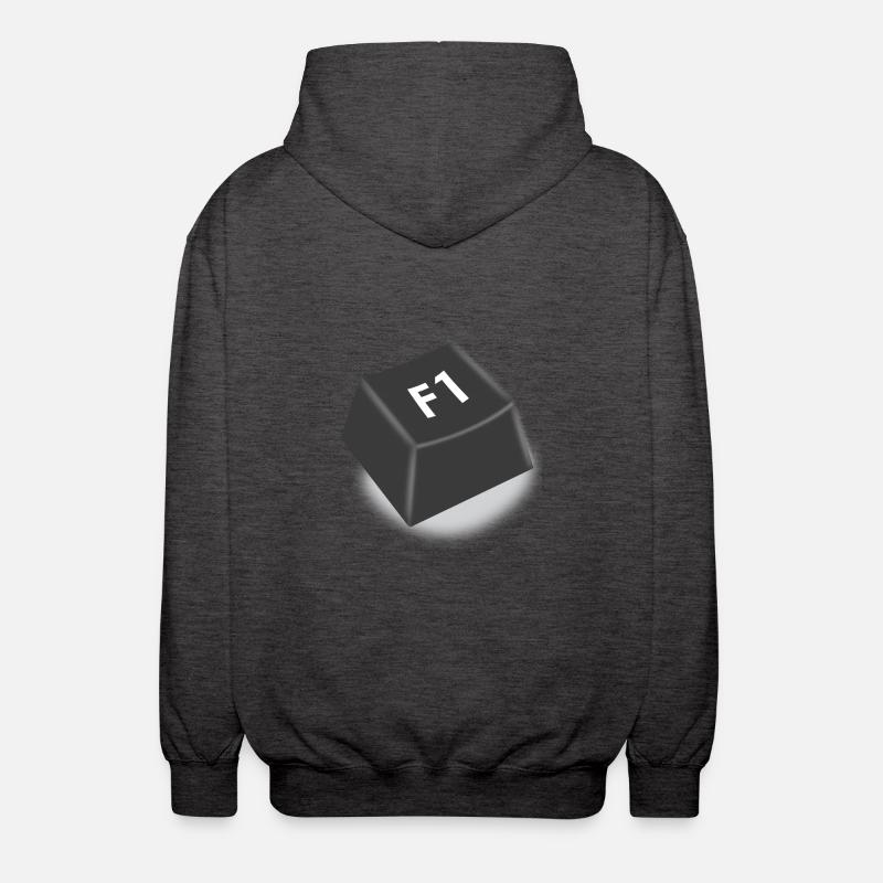 f1 help button - Unisex Hooded Jacket - charcoal grey