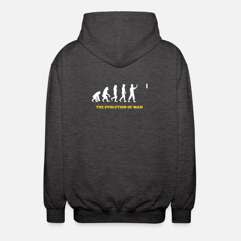 Darts - Evolution - Funny - Gift - Unisex Hooded Jacket - charcoal grey