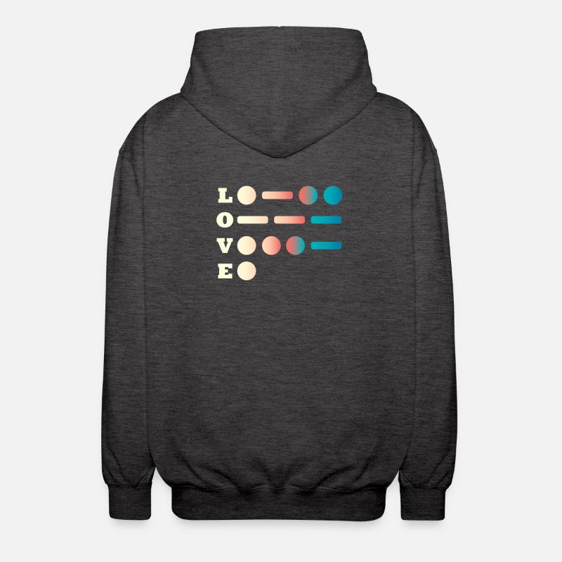 Love Morse Code - Unisex Hooded Jacket - charcoal grey