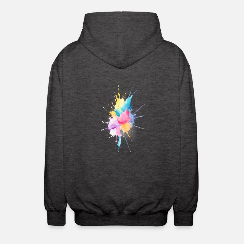Aquarelle abstraite éclaboussure - Veste à capuche unisexe - charbon