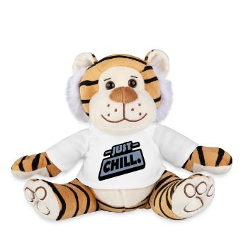 Just Chill Text Logo - Plush Tiger - white - Front