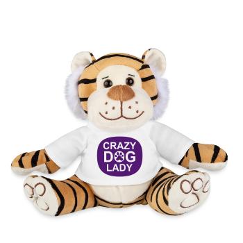 crazy dog lady quote - Plush Tiger - white - Front