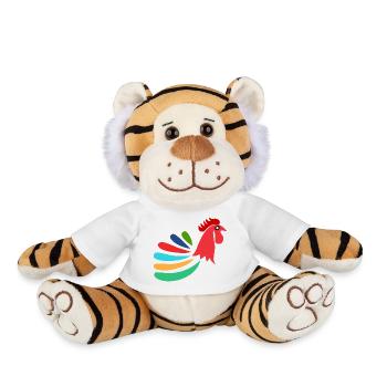 COQ. CHEVAL. POULE. COQ. ANIMAL. OISEAU. LICORNE. - Peluche Tigre - blanc - Devant